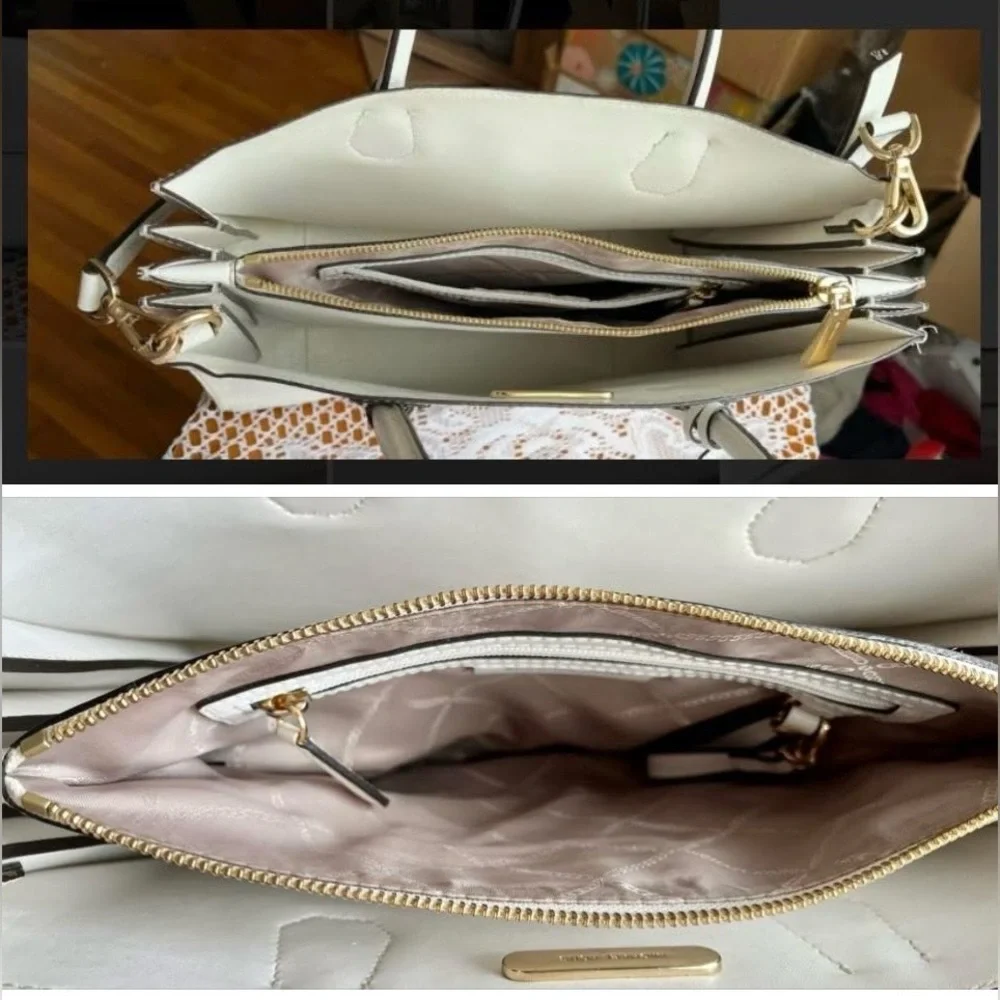 Michael Kors white pebbled leather (EUC) accordion tote- purse - Picture 11 of 17